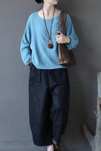Load image into Gallery viewer, Black Loose Cotton Linen Casual Ankle Length Pants Women Clothes P1203 - FantasyLinen