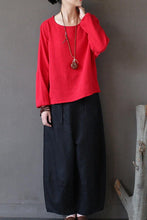 Load image into Gallery viewer, Black Loose Cotton Linen Casual Ankle Length Pants Women Clothes P1203 - FantasyLinen