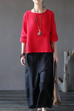 Load image into Gallery viewer, Black Loose Cotton Linen Casual Ankle Length Pants Women Clothes P1203 - FantasyLinen