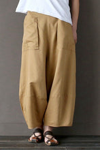 Load image into Gallery viewer, Khaki Loose Cotton Linen Casual Ankle Length Pants Women Clothes P1203 - FantasyLinen