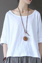 Load image into Gallery viewer, White Summer Lovely Sweet Casual Loose T-Shirt Women Tops S1301 - FantasyLinen