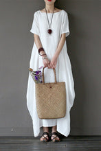 Load image into Gallery viewer, White Casual Linen Plus Size Summer Maxi Dresses 1640 - FantasyLinen