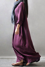 Load image into Gallery viewer, Purple/Black/Orange Maxi Linen Plus Size Women Dresses Q3102A - FantasyLinen