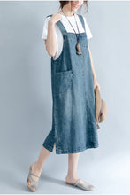 Load image into Gallery viewer, 2018 Summer Blue Denim Suspender Skirt Women Clothes - FantasyLinen