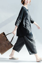 Load image into Gallery viewer, Casual Loose Round-neck Linen Shirt Women Clothes - FantasyLinen