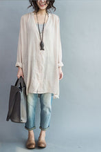 Load image into Gallery viewer, Art Casual Loose Long V-neck Cotton Shirt Women Clothes - FantasyLinen
