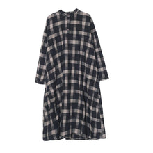 Load image into Gallery viewer, Linen Plaid Casual Loose Shirt Dress,Winter Long Shirt for Women Q7811 - FantasyLinen
