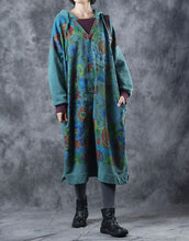 Load image into Gallery viewer, Vintage Loose Hoodie Print Long Fleece Dresses For Women W3370