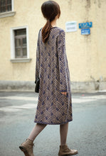 Load image into Gallery viewer, Vintage Loose Blue Sweater Dresses Women Causal Winter Clothes Q81056