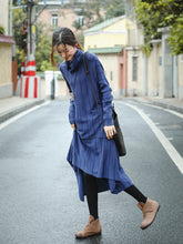 Load image into Gallery viewer, Elegant Blue High Neck Loose Sweater Dresses For Women Z81039