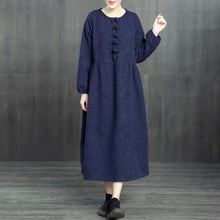 Load image into Gallery viewer, Chinese Style Loose Cotton Linen Brushed Dresses For Women 1363