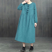 Load image into Gallery viewer, Chinese Style Loose Cotton Linen Brushed Dresses For Women 1363