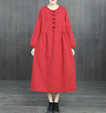 Load image into Gallery viewer, Chinese Style Loose Cotton Linen Brushed Dresses For Women 1363