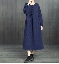 Load image into Gallery viewer, Chinese Style Loose Cotton Linen Brushed Dresses For Women 1363
