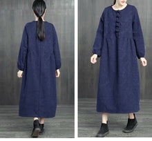 Load image into Gallery viewer, Chinese Style Loose Cotton Linen Brushed Dresses For Women 1363