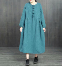 Load image into Gallery viewer, Chinese Style Loose Cotton Linen Brushed Dresses For Women 1363