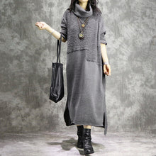 Load image into Gallery viewer, Loose Vintage High Neck Cotton Linen Maxi Dresses For Women Q31120