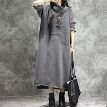 Load image into Gallery viewer, Loose Vintage High Neck Cotton Linen Maxi Dresses For Women Q31120