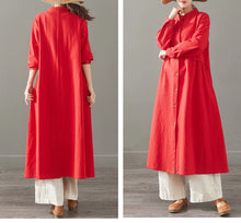 Load image into Gallery viewer, Women Loose Cotton Linen Long Shirt Casual Spring Blouse 1501