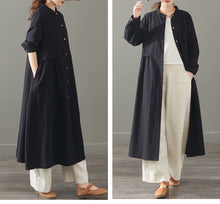 Load image into Gallery viewer, Women Loose Cotton Linen Long Shirt Casual Spring Blouse 1501