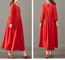 Load image into Gallery viewer, Loose Print Cotton Linen Maxi Dresses Women Casual Clothes 1387