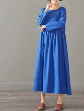Load image into Gallery viewer, Loose Print Cotton Linen Maxi Dresses Women Casual Clothes 1387