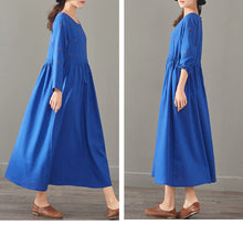 Load image into Gallery viewer, Loose Print Cotton Linen Maxi Dresses Women Casual Clothes 1387