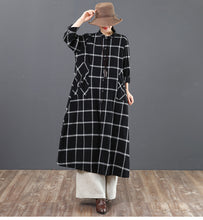 Load image into Gallery viewer, Fashion A Linen Cotton Plaid Shirt Dresses For Women 6205