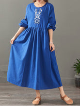 Load image into Gallery viewer, Elegant Pure Color Embroidery Cotton Maxi Dresses For Women 1523