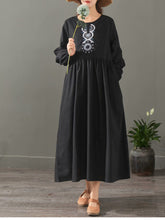 Load image into Gallery viewer, Elegant Pure Color Embroidery Cotton Maxi Dresses For Women 1523