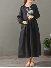 Load image into Gallery viewer, Elegant Pure Color Embroidery Cotton Maxi Dresses For Women 1523