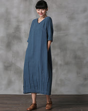 Load image into Gallery viewer, Elegant Vintage Detachable Sleeve Linen Maxi Dresses For Women Q22018