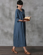 Load image into Gallery viewer, Elegant Vintage Detachable Sleeve Linen Maxi Dresses For Women Q22018