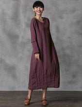 Load image into Gallery viewer, Elegant Vintage Detachable Sleeve Linen Maxi Dresses For Women Q22018