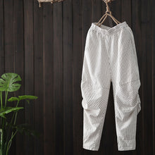 Load image into Gallery viewer, Casual Vintage Striped Harem Pants Women Loose Cotton Linen Trousers K28015