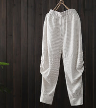 Load image into Gallery viewer, Casual Vintage Striped Harem Pants Women Loose Cotton Linen Trousers K28015