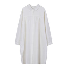 Load image into Gallery viewer, Simple White Loose Cotton Linen Shirt Dresses For Women Q18023