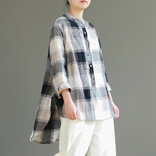Load image into Gallery viewer, Vintage Loose Cotton Linen Plaid Shirt Women Spring Tops S25024
