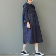 Load image into Gallery viewer, Loose Blue Maxi Denim Dresses Women Casual Spring Clothes Q25029