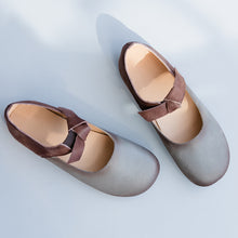 Load image into Gallery viewer, Gray Bow knot Leather Flat Shoes For Women X25031