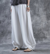 Load image into Gallery viewer, White And Black Summer Linen Wide-leg Pants For Women J9261