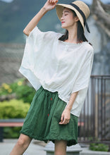 Load image into Gallery viewer, Loose Green And Yellow Linen Shorts Women Summer Trousers K8743
