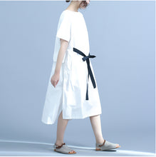 Load image into Gallery viewer, Summer Design Casual Cotton White And Blue Dresses For Women Q24043