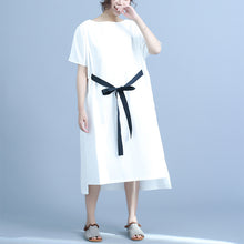 Load image into Gallery viewer, Summer Design Casual Cotton White And Blue Dresses For Women Q24043