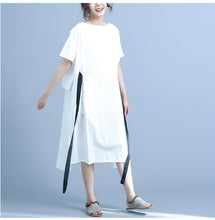 Load image into Gallery viewer, Summer Design Casual Cotton White And Blue Dresses For Women Q24043