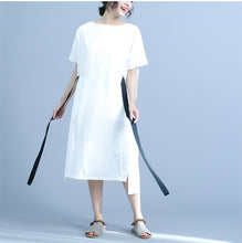 Load image into Gallery viewer, Summer Design Casual Cotton White And Blue Dresses For Women Q24043