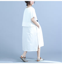 Load image into Gallery viewer, Summer Design Casual Cotton White And Blue Dresses For Women Q24043
