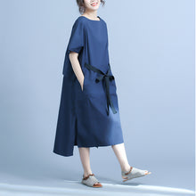 Load image into Gallery viewer, Summer Design Casual Cotton White And Blue Dresses For Women Q24043