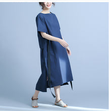 Load image into Gallery viewer, Summer Design Casual Cotton White And Blue Dresses For Women Q24043