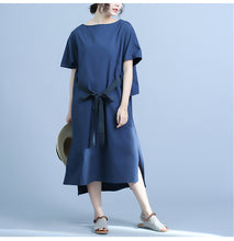 Load image into Gallery viewer, Summer Design Casual Cotton White And Blue Dresses For Women Q24043